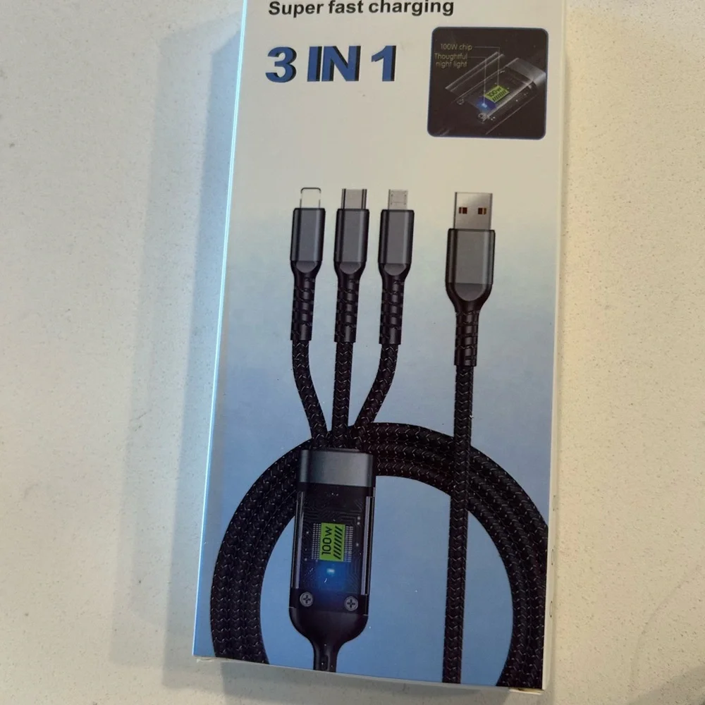 3-in-1 Fast Charging Cable - Black